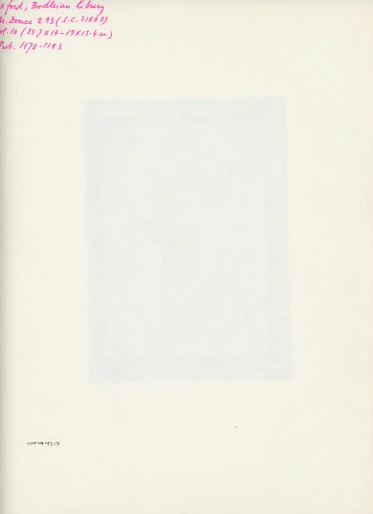 Anonimo , Anonimo inglese - sec. XII, terzo quarto - Oxford, Bodleian Library, Ms. Douce 293, f. 10r , retro