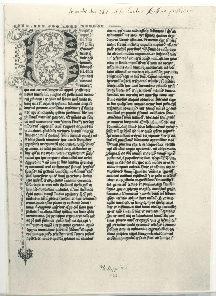 Anonimo , Anonimo - 1460 - Colonia, Monastero di S. Barbara, Vita Sanctorum Patrum, un foglio
