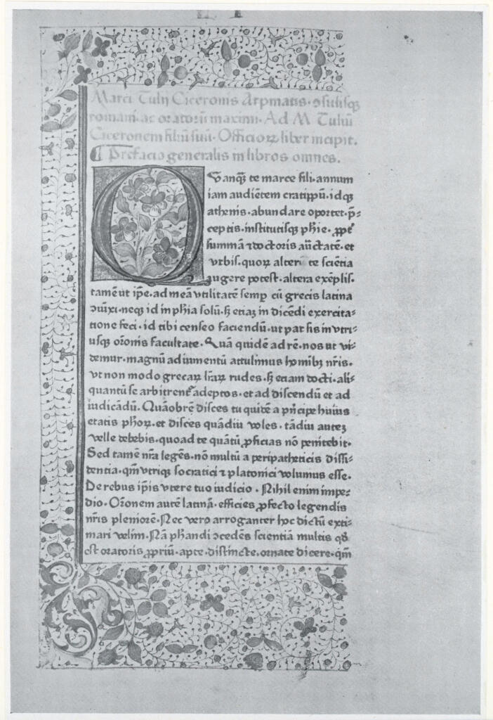 Anonimo , The 1465 Mainz Cicero on vellum - Cicero: De Officiis. Paradoxa, etc. , fronte