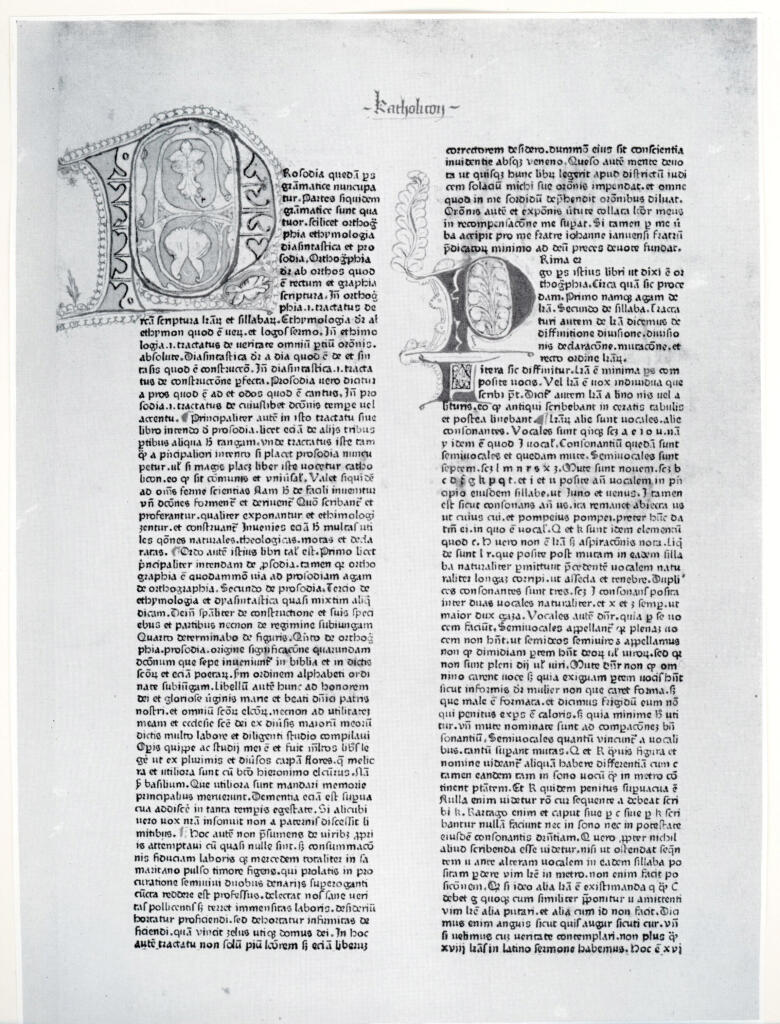 Anonimo , Iohannes Balbus, Catholicon, Mainz 1460, attr. Gutenberg , fronte
