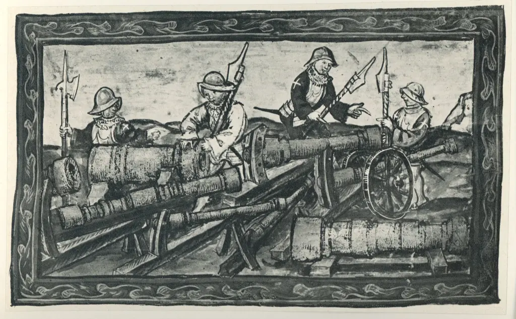 Anonimo , Teilung der eroberten Burgunder Kanonen 1476 , fronte