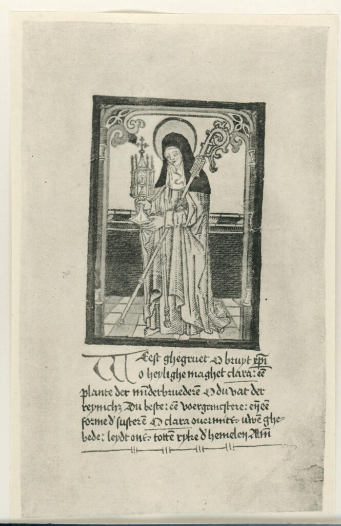 Anonimo , Anonimo - sec. XV - Xilografia, Santa Chiara d'Assisi , fronte
