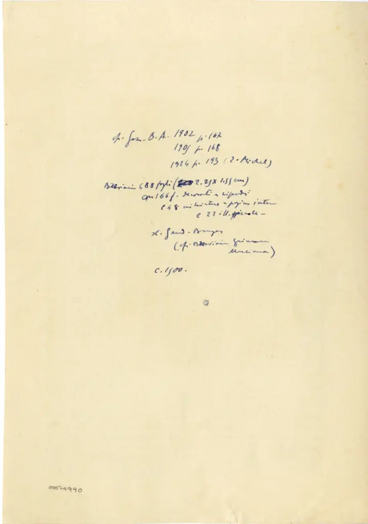 Anonimo , Anonimo fiammingo - sec. XVI - Anversa, Musée Mayer van den Bergh, ms. 946 (Breviarium Mayer van den Bergh), un foglio intero , retro