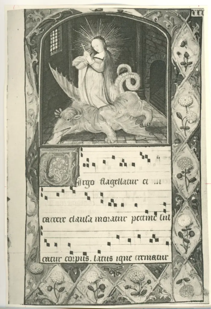 Anonimo , Anonimo sec. XV - ca. 1500 - Antifonario fiammingo della scuola di Bruges, una pagina miniata , fronte