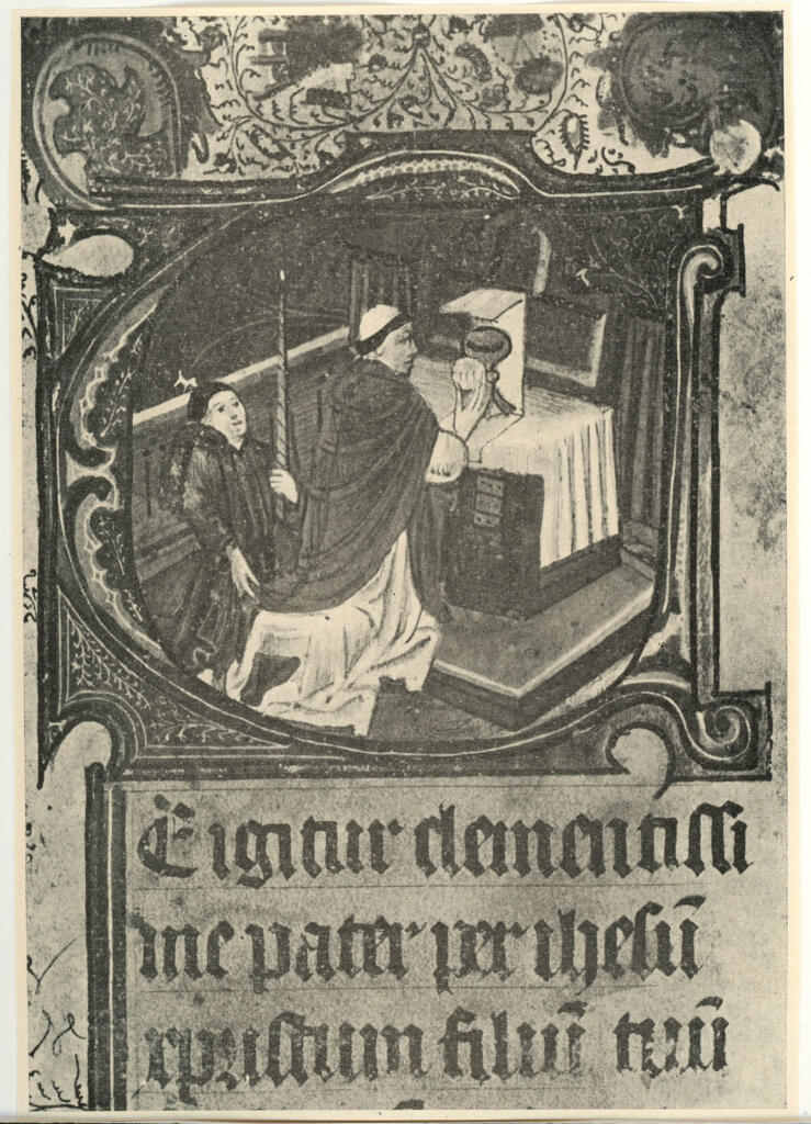 Anonimo , Gehistorieerde aanvangsletter van den Canon - Brugge, stadsbibliotheek, hs. 314, blz. 88. , fronte