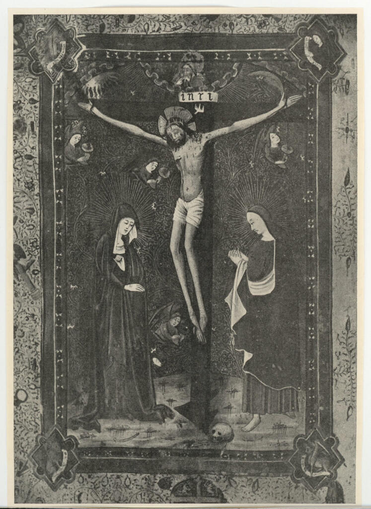 Anonimo , Canonbeeld: Jezus aan het krius - Brugge, stadsbibliotheek, hs. 314, blz. 87v. , fronte
