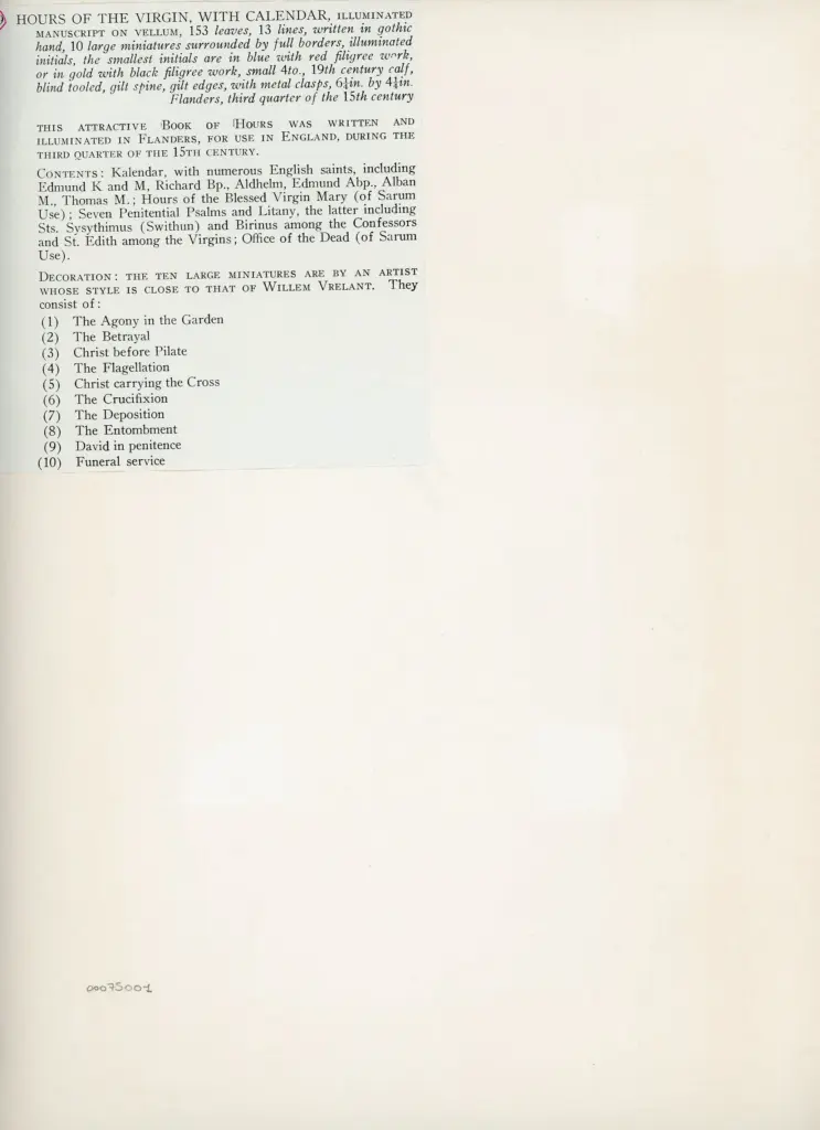 Anonimo , Anonimo - sec. XV, terzo quarto - Libro d'Ore della Vergine con Calendario, un foglio intero , retro