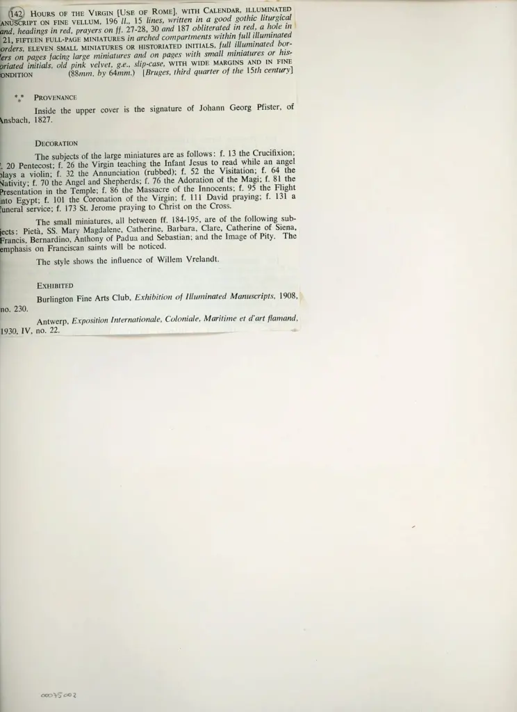 Anonimo , Anonimo - sec. XV, terzo quarto - Libro d'Ore della Vergine con Calendario, all'uso di Roma, quattro fogli interi , retro