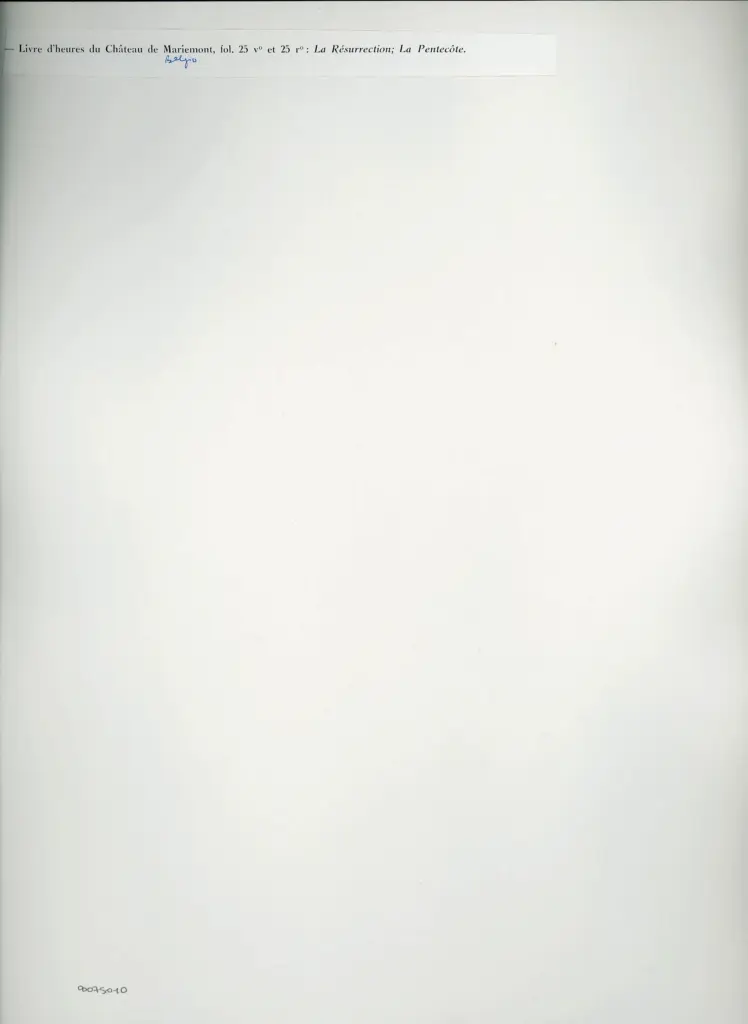 Anonimo , Livres d'heures du Château de Mariemont, fol. 25 v° et 25 r°: La Résurrection; La Pentecôte. , retro