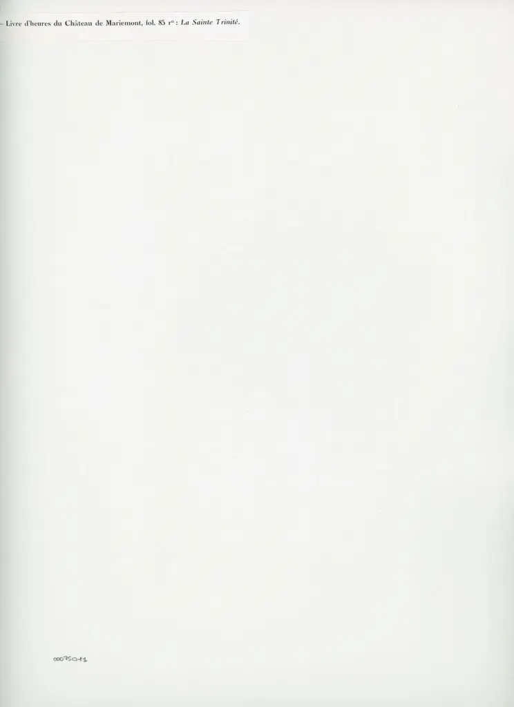 Anonimo , Livres d'heures du Ch&acirc;teau de Mariemont, fol. 85 r&deg;: La Sainte Trinit&eacute;. , retro