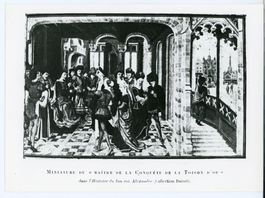 Anonimo , Miniature du « maître de la Conquète de la Toison d'or » - dans l'Histoire du bon roi Alexandre (Collection Dutuit). , fronte