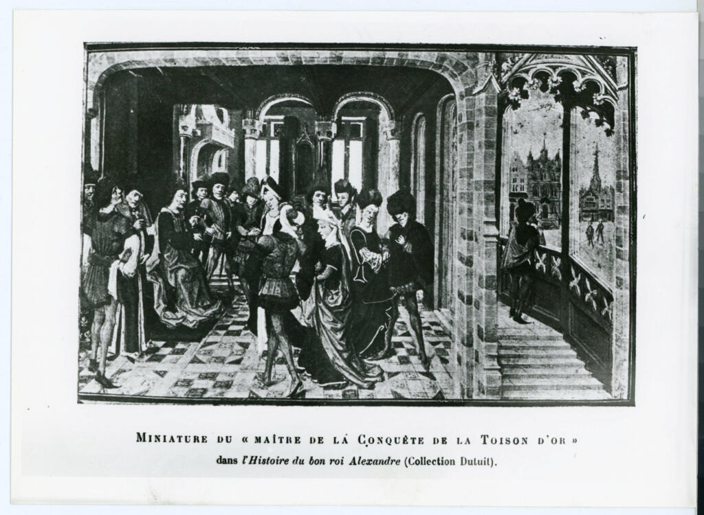 Anonimo , Miniature du « maître de la Conquète de la Toison d'or » - dans l'Histoire du bon roi Alexandre (Collection Dutuit). , fronte