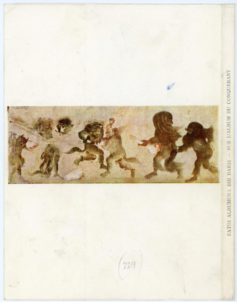 Anonimo , Prima e quarta di copertina del volume di Ipsiroglu Mazhar Sevket - Sabahattin Eyuboglu, Fatih Albumuna Bir Bakis. Sur l'Album du Conquerant con riproduzioni dell'Album del Conquistatore , retro