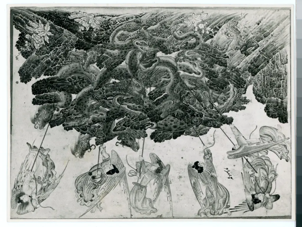 Anonimo , Disegno di Mehmet Siyah Kalem detto Penna Nera nell'Album del Conquistatore, Istambul, Biblioteca del Palazzo di Topkapi. , fronte