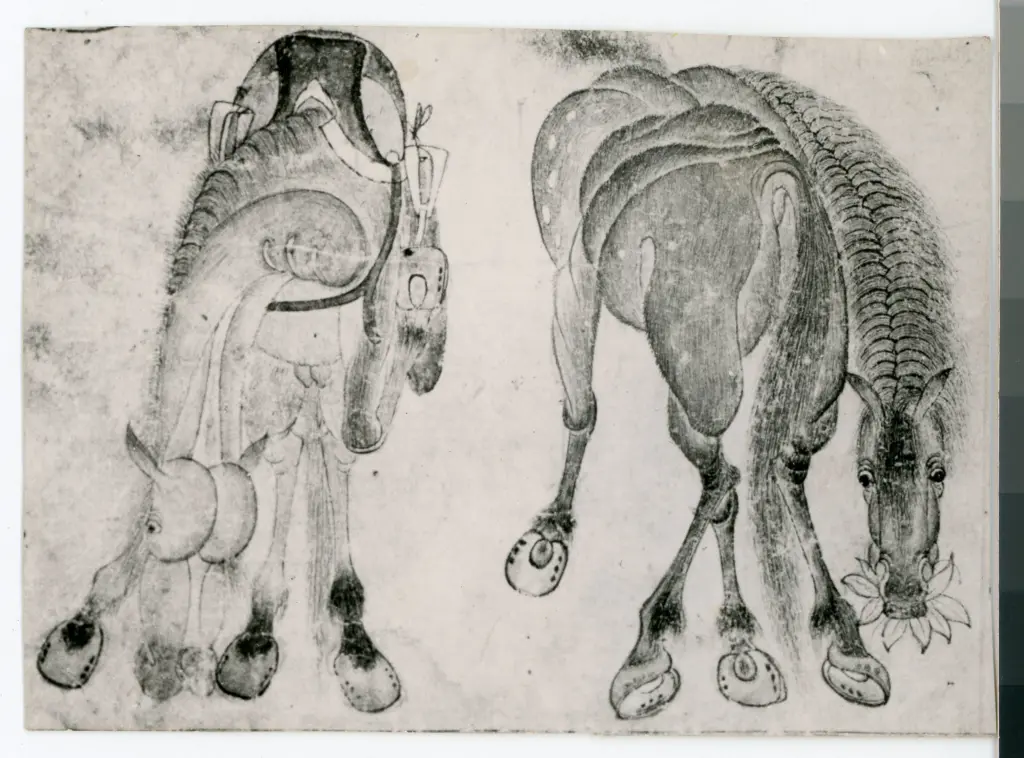 Anonimo , Disegno di Mehmet Siyah Kalem detto Penna Nera nell'Album del Conquistatore, Istambul, Biblioteca del Palazzo di Topkapi. , fronte