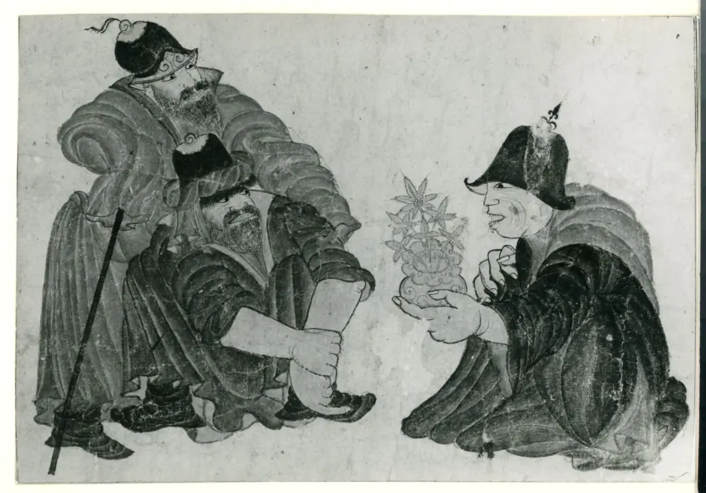 Anonimo , Disegno di Mehmet Siyah Kalem detto Penna Nera nell'Album del Conquistatore, Istambul, Biblioteca del Palazzo di Topkapi. , fronte