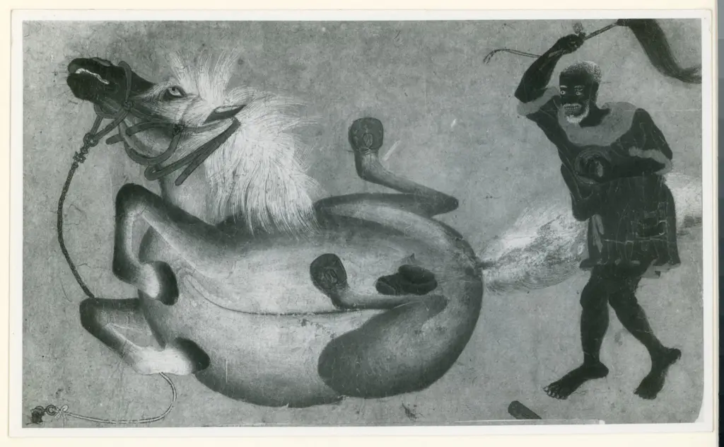 Anonimo , Disegno di Mehmet Siyah Kalem detto Penna Nera nell'Album del Conquistatore, Istambul, Biblioteca del Palazzo di Topkapi. , fronte