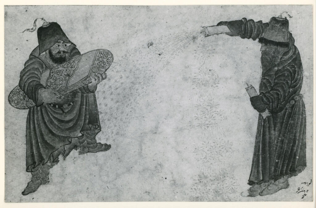 Anonimo , Disegno di Mehmet Siyah Kalem detto Penna Nera nell'Album del Conquistatore, Istambul, Biblioteca del Palazzo di Topkapi. , fronte