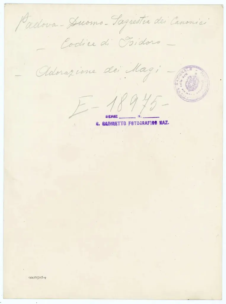 Padova - Duomo - Sagrestia dei Canonici - Codice di Isidoro - Adorazione dei Magi - , retro