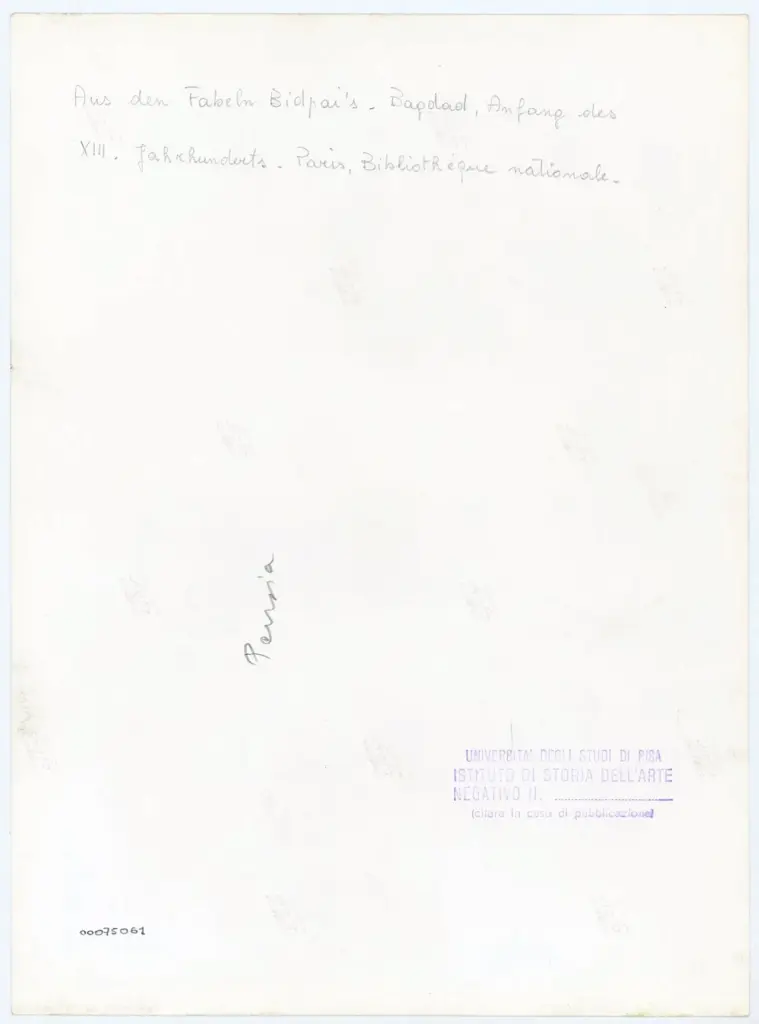 Universit&agrave; di Pisa. Dipartimento di Storia delle Arti , Aus den Fabeln Bidpai's - Bagdad, Anfang des XIII. Jahrhunderts - Paris, Biblioth&egrave;que nationale - , retro