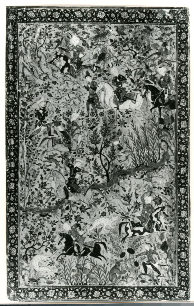 Anonimo , Couverture de livre en carton laqué - Art persan. - XVIIe siècle - (Musée des Arts industriels de Düsseldorf) , fronte