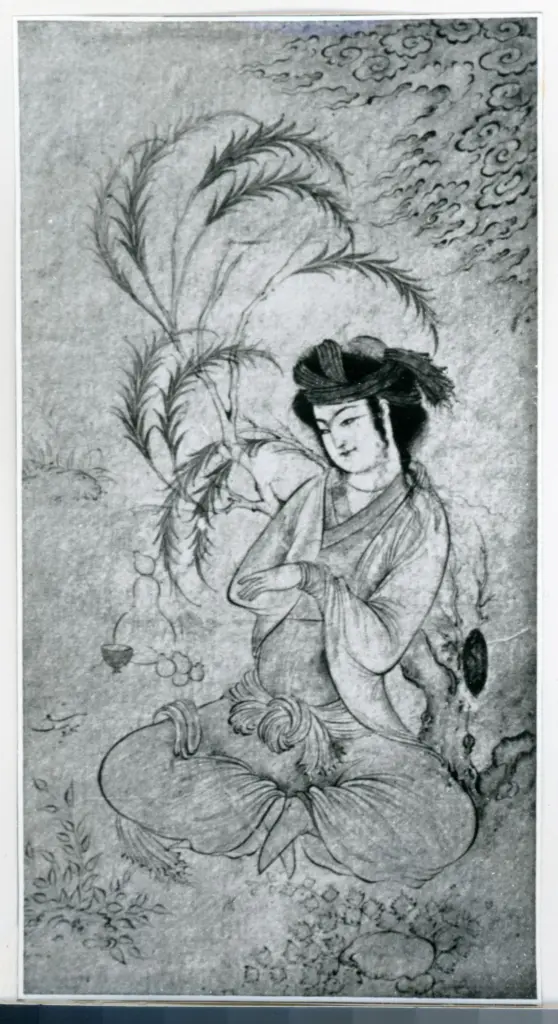 Muhammad Yusuf , Figura femminile seduta, Elementi vegetali