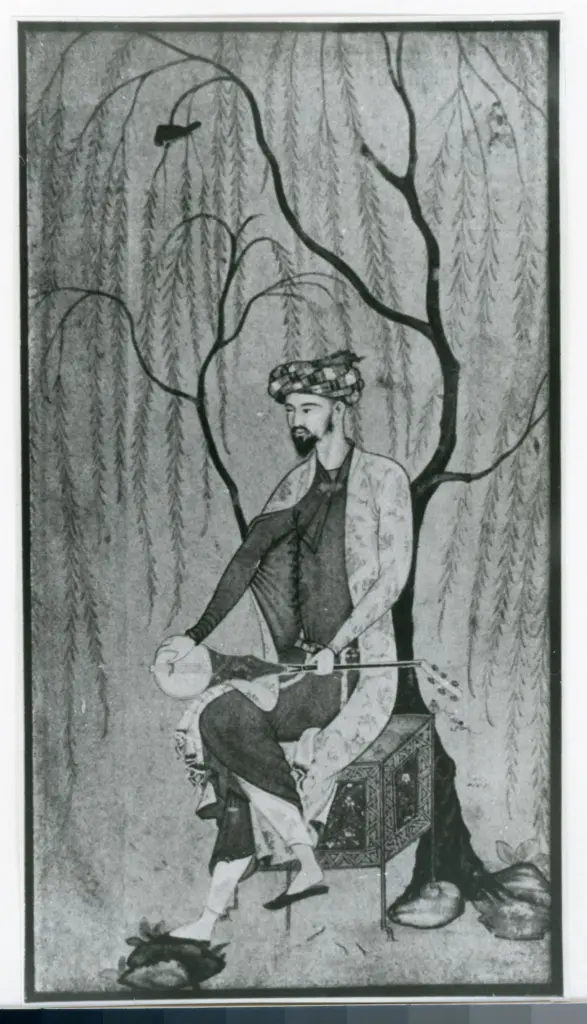 Anonimo , Portrait - Enluminure par Aga Riza. - XVIe si&egrave;cle , fronte