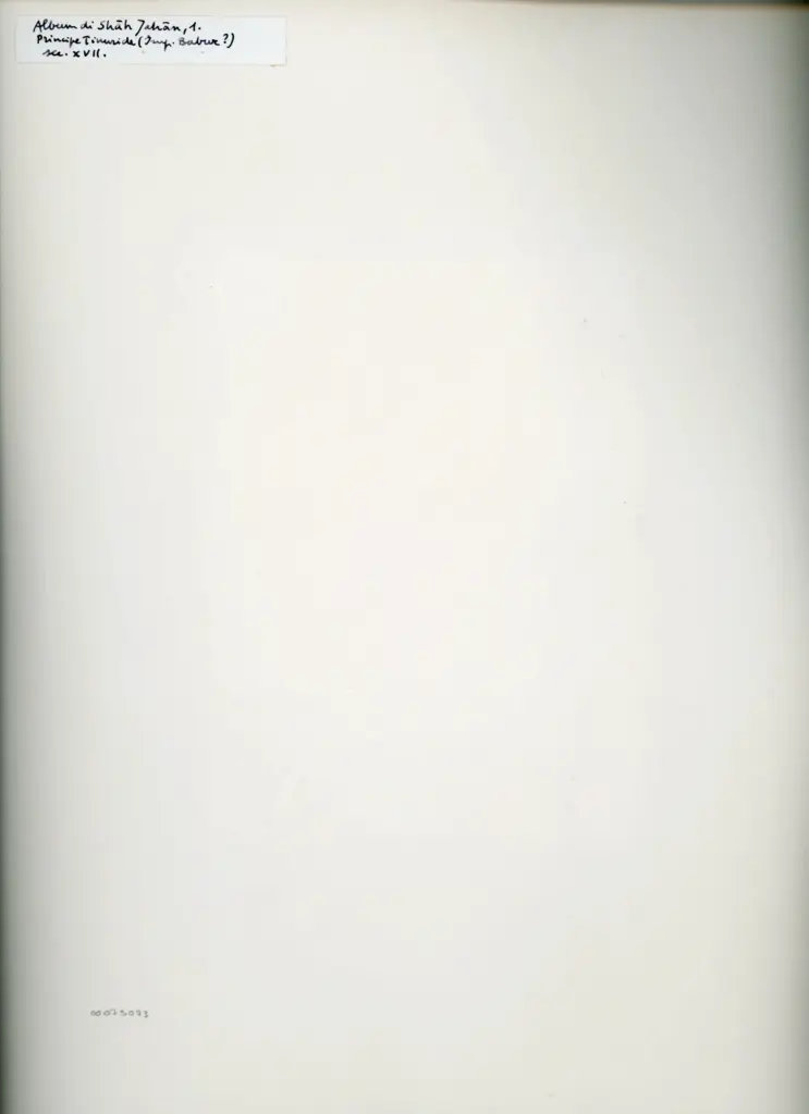 Anonimo , Album di Shah Jahan, 1. - Principe Timuride (Imp. Babur?) - sec. XVII. , retro