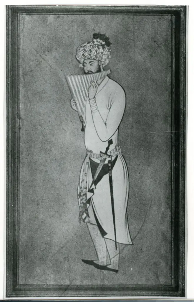 Anonimo , Portrait - Enluminure par Aga Riza. - XVIe siècle , fronte