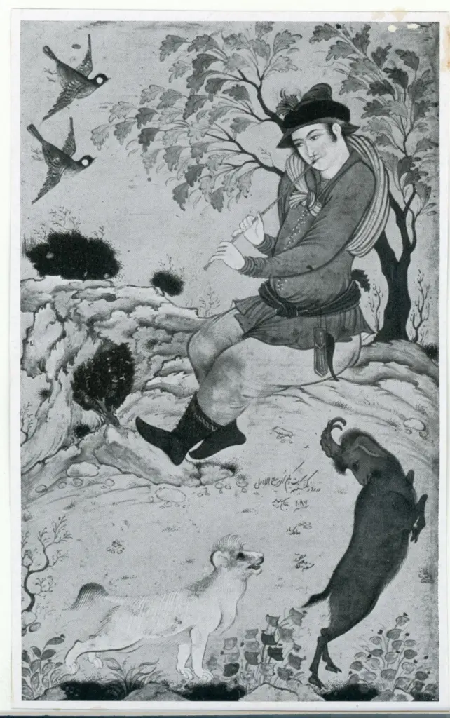 Anonimo , Persische miniatur. Hirte, von muin - dat. 1676. Sammlung Octave Homberg - Auktion Georges Petit, Paris, 3.-5. juni , fronte