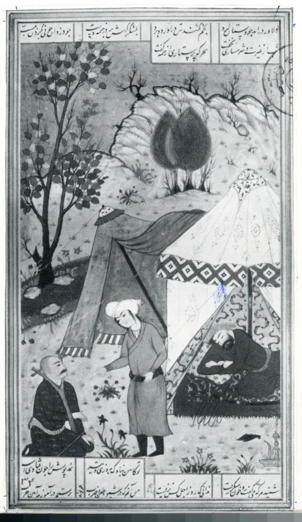 Anonimo sec. XVI/ XVII , Scena in giardino, Guerriero, Prigioniero, Giovane uomo