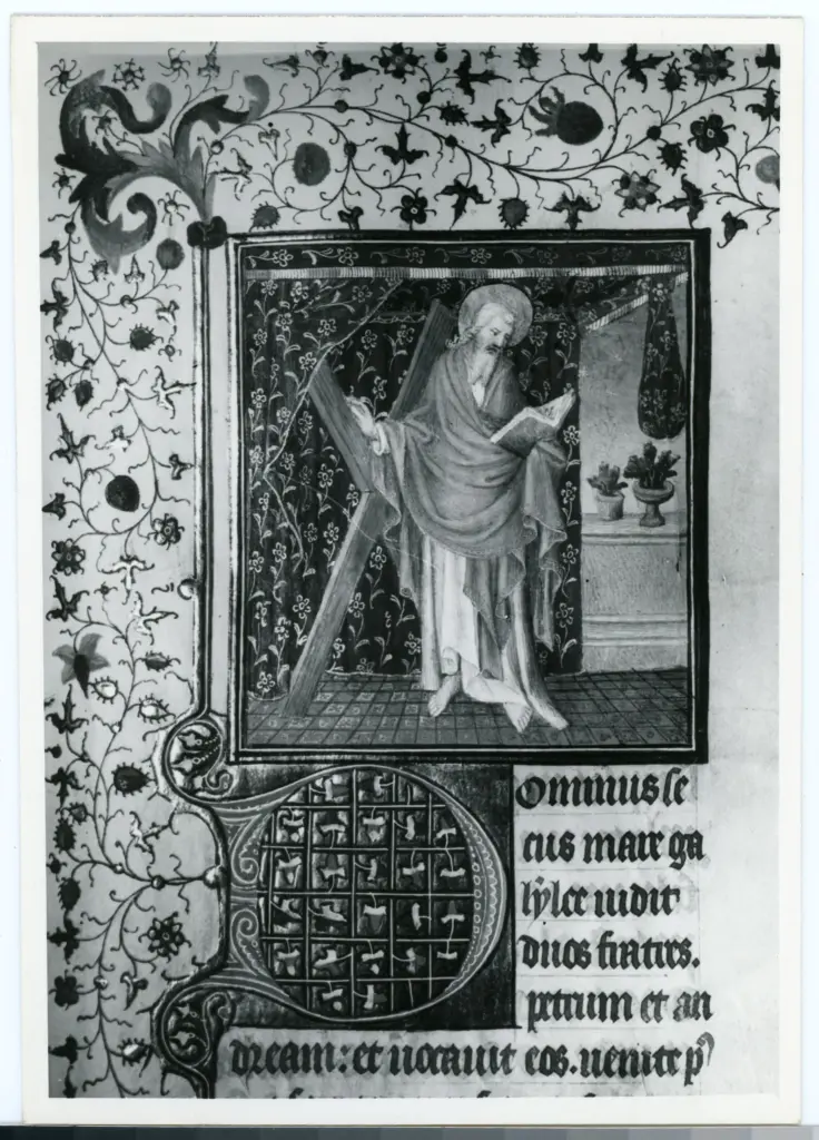 Maestro delle Ore del maresciallo Boucicaut, attr. - sec. XV, primo quarto - Lucca, Biblioteca Statale, ms. 3122, f. 219r, particolare , fronte