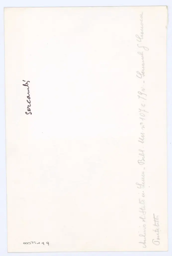 Anonimo , Archivio di Stato di Lucca - Bibl. Ms. n&deg; 107 c. 79r - Sercambi G. Cronaca - Pontetetto , retro