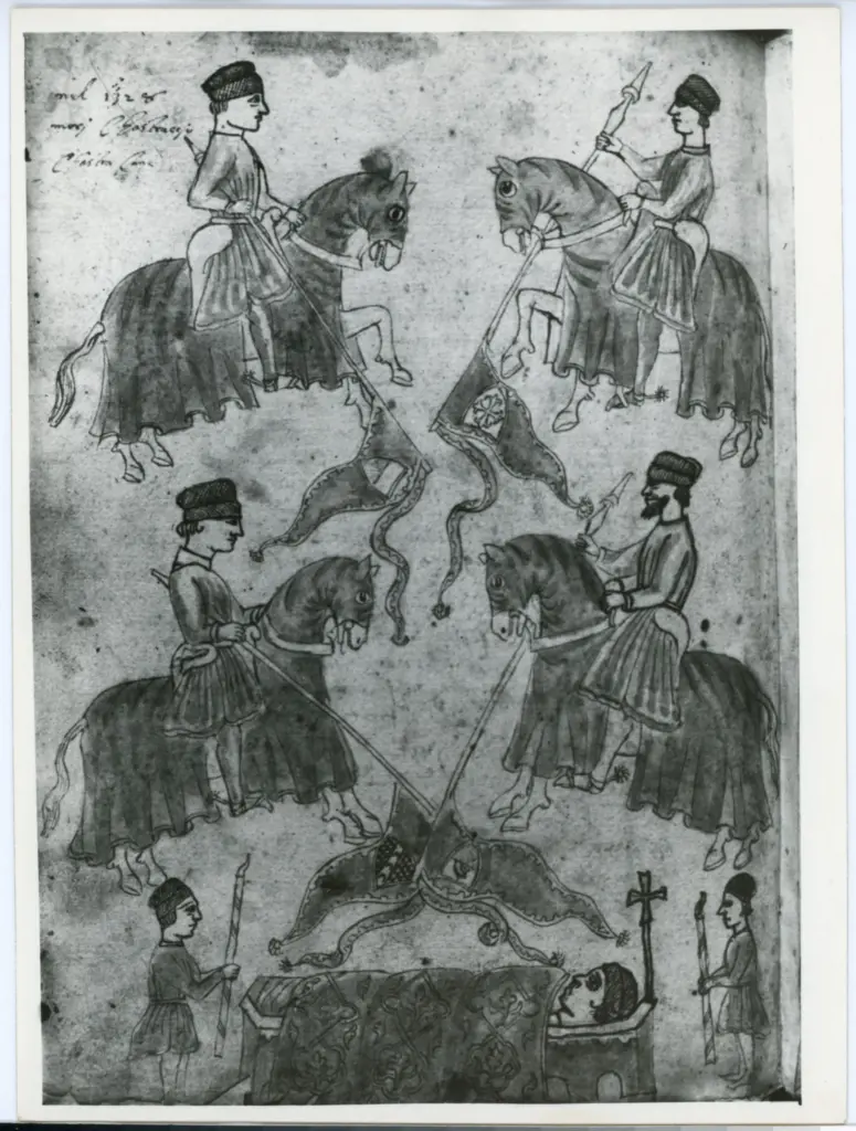 Anonimo , Lucca - Ms 2629 - Morte di Castruccio nel 1328 , fronte