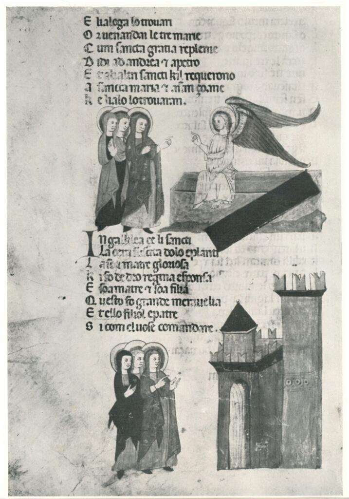 Anonimo , La carta del manoscritto Braidense di Barsegapé coi vv. 1827-1841 del « Sermone » e relative miniature. , fronte
