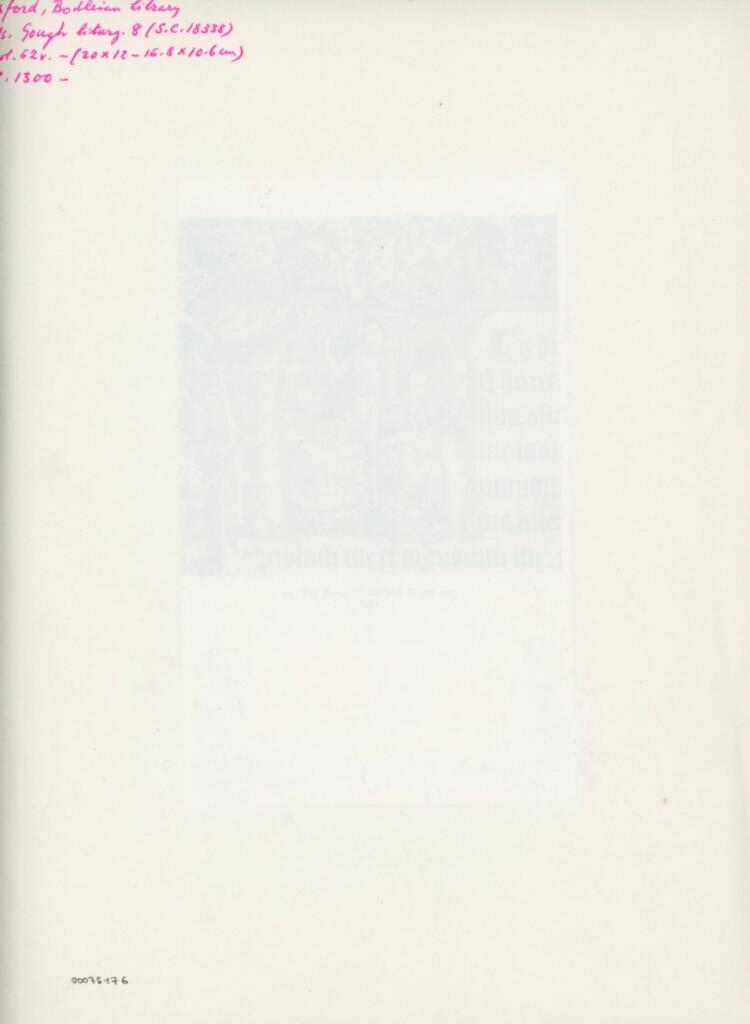 Anonimo , Oxford, Bodleian Library - Ms. Gough liturg. 8 (S.C. 18338) - fol. 62v. - c. 1300 - , retro