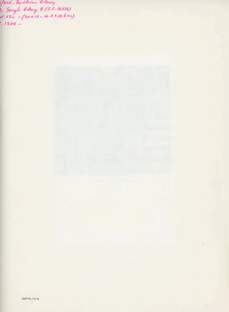 Anonimo , Oxford, Bodleian Library - Ms. Gough liturg. 8 (S.C. 18338) - fol. 62v. - c. 1300 - , retro