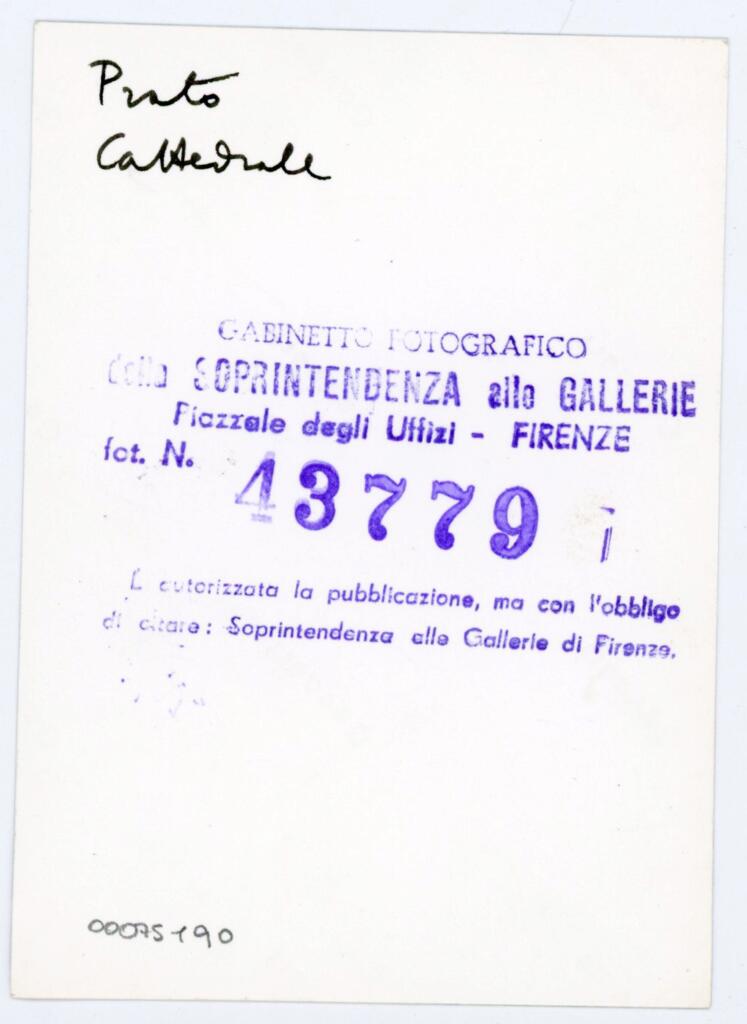 Gabinetto Fotografico della Soprintendenza Speciale per il Patrimonio Storico, Artistico ed Etnoantropologico e per il Polo Museale della città di Firenze , Bartolomeo di Fruosino - 1435 - Prato, Archivio Storico Diocesano, Archivio del Capitolo della Cattedrale, ms. 6 (già C), particolare di un foglio , retro
