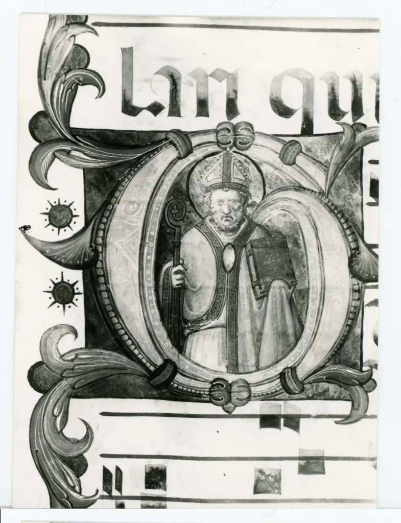 Gabinetto Fotografico della Soprintendenza Speciale per il Patrimonio Storico, Artistico ed Etnoantropologico e per il Polo Museale della città di Firenze , Battista di Biagio Sanguigni - 1429 - Prato, Museo dell'Opera del Duomo, f. 61v, particolare , fronte