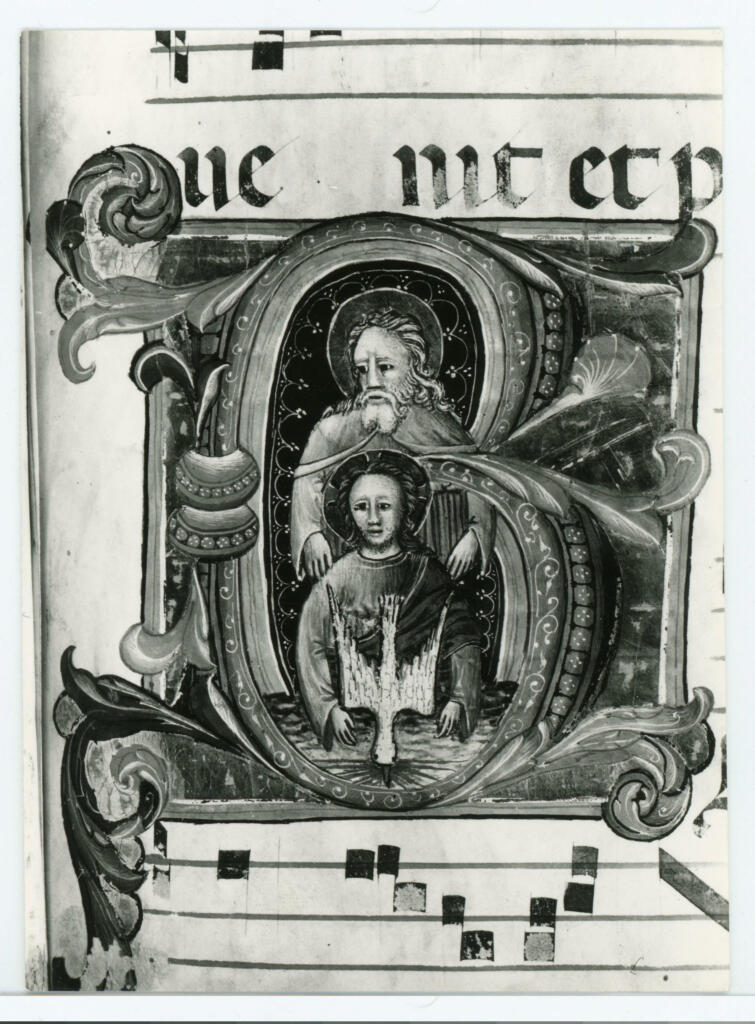 Gabinetto Fotografico della Soprintendenza Speciale per il Patrimonio Storico, Artistico ed Etnoantropologico e per il Polo Museale della città di Firenze , Anonimo fiorentino sec. XIV/ XV - 1435 - Prato, Archivio Storico Diocesano, Archivio del Capitolo della Cattedrale, ms. 6 (già C), f. 63v, particolare , fronte