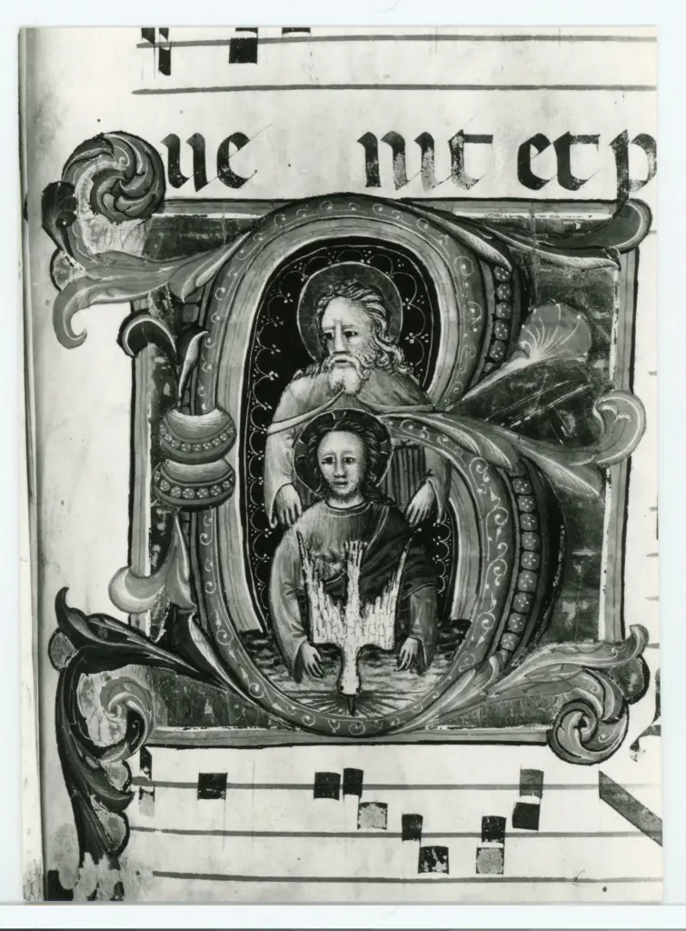 Gabinetto Fotografico della Soprintendenza Speciale per il Patrimonio Storico, Artistico ed Etnoantropologico e per il Polo Museale della citt&agrave; di Firenze , Anonimo fiorentino sec. XIV/ XV - 1435 - Prato, Archivio Storico Diocesano, Archivio del Capitolo della Cattedrale, ms. 6 (gi&agrave; C), f. 63v, particolare