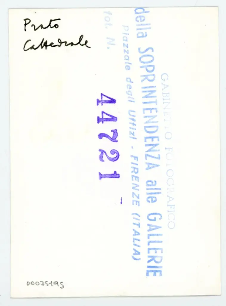 Gabinetto Fotografico della Soprintendenza Speciale per il Patrimonio Storico, Artistico ed Etnoantropologico e per il Polo Museale della città di Firenze , Anonimo fiorentino sec. XIV/ XV - 1435 - Prato, Archivio Storico Diocesano, Archivio del Capitolo della Cattedrale, ms. 6 (già C), f. 63v, particolare , retro