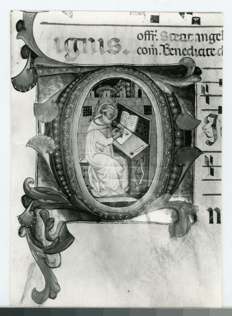 Gabinetto Fotografico della Soprintendenza Speciale per il Patrimonio Storico, Artistico ed Etnoantropologico e per il Polo Museale della città di Firenze , Anonimo fiorentino sec. XIV/ XV - 1435 - Prato, Archivio Storico Diocesano, Archivio del Capitolo della Cattedrale, ms. 6 (già C), f. 55r, particolare , fronte