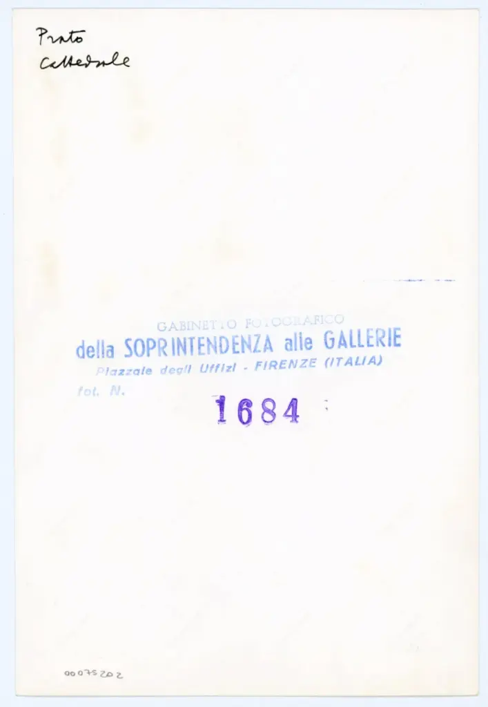 Gabinetto Fotografico della Soprintendenza Speciale per il Patrimonio Storico, Artistico ed Etnoantropologico e per il Polo Museale della città di Firenze , Anonimo fiorentino sec. XIV/ XV - 1429 - Prato, Museo dell'Opera del Duomo, ms. D, una pagina miniata , retro