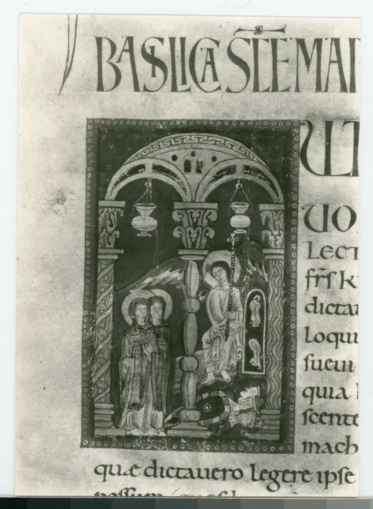 Gabinetto Fotografico della Soprintendenza Speciale per il Patrimonio Storico, Artistico ed Etnoantropologico e per il Polo Museale della città di Firenze , Anonimo - sec. XII, secondo quarto - Prato, Biblioteca Roncioniana, ms. Q.VIII.2 (2), f. 1r, particolare , fronte