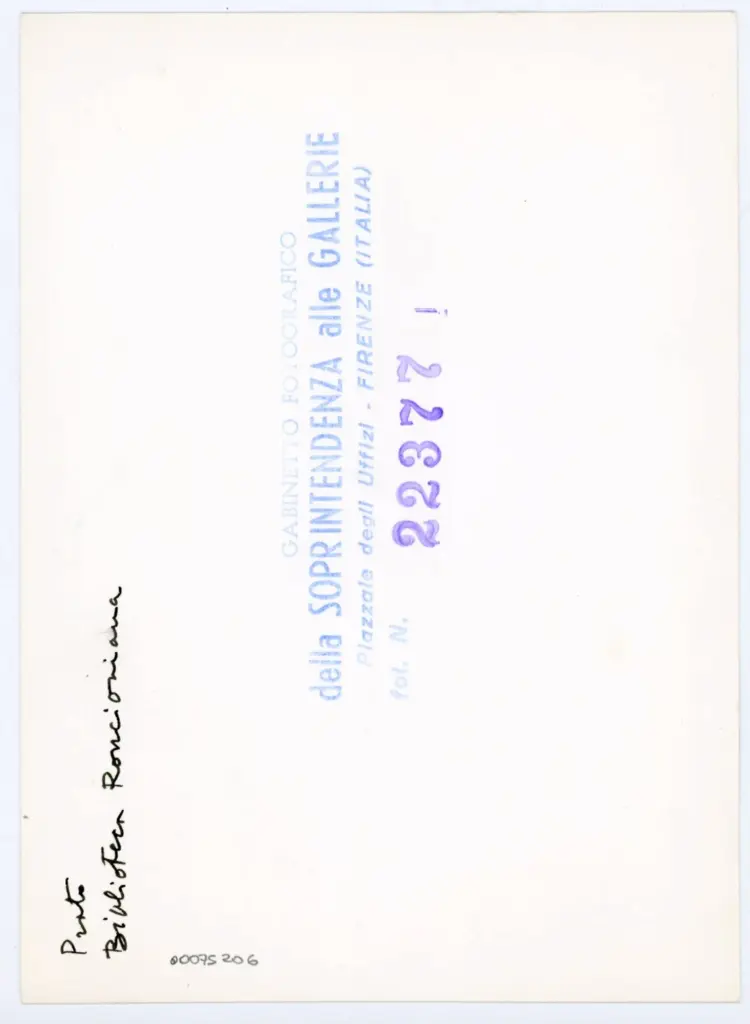 Gabinetto Fotografico della Soprintendenza Speciale per il Patrimonio Storico, Artistico ed Etnoantropologico e per il Polo Museale della citt&agrave; di Firenze , Anonimo - sec. XII, secondo quarto - Prato, Biblioteca Roncioniana, ms. Q.VIII.2 (2), particolare di un foglio , retro