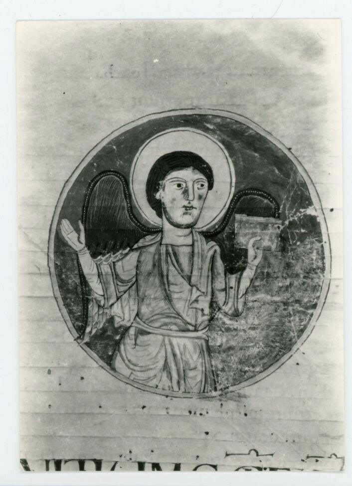 Gabinetto Fotografico della Soprintendenza Speciale per il Patrimonio Storico, Artistico ed Etnoantropologico e per il Polo Museale della città di Firenze , Anonimo - sec. XII, secondo quarto - Prato, Biblioteca Roncioniana, ms. Q.VIII.2 (2), particolare di un foglio , fronte