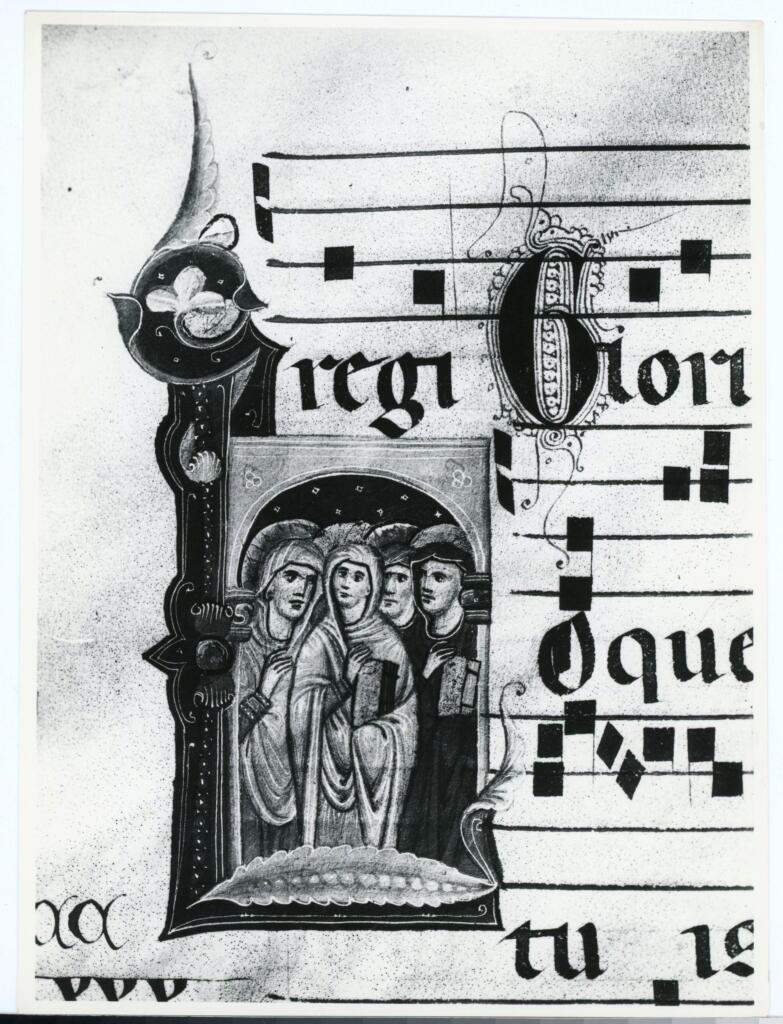Istituto Centrale per il Catalogo e la Documentazione: Fototeca Nazionale , Perugia - Museo dell'opera del Duomo - N° 46 - Graduale-corale - membranaceo - Iniziale miniata con Sante Sec. XIV , fronte