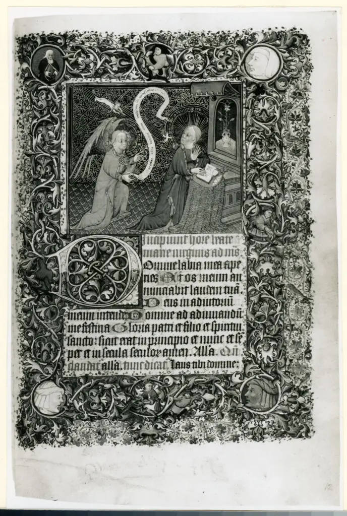 Anonimo , Londra, Coll. C.W. Dyson Perrins - Sotheby 9 dic. 1958, n. 19 - Libro d'ire [sic] e Salterio di Henrij Beanchamp duca di Warivick, inz. sec. XV , fronte