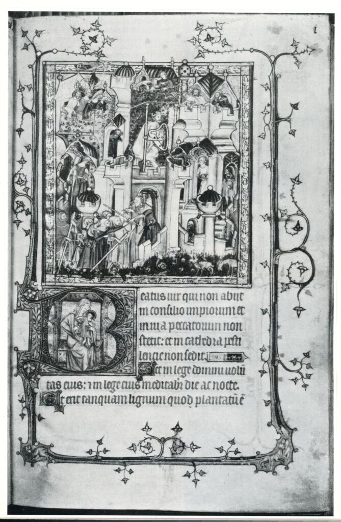 Anonimo , Psalterium queriniano pergamenaceo del sec. XIV, di scuola inglese (Biblioteca Queriniana, Brescia) , fronte